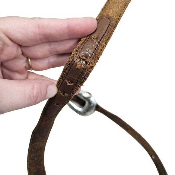 Tony Lama Rustic Leather Belt‎ Embossed Heart Concho Accents Silver Buckle sz 30 - Picture 8 of 14